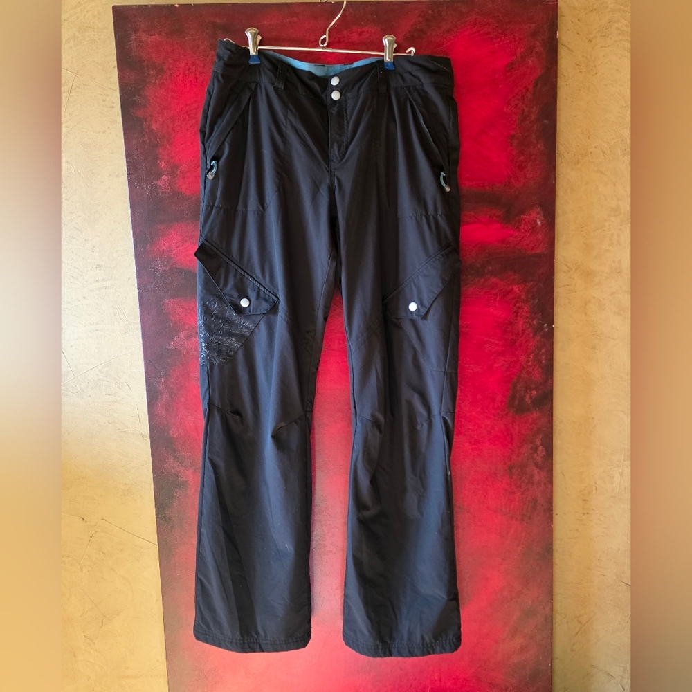 Eddie Bauer Fleece Lined Cargo Pants Women Sz 10 Black Stretch Outdoor Snow Warm